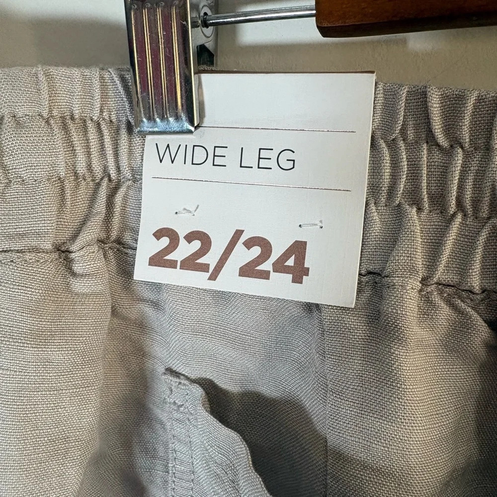 NEW Lane Bryant Wide leg Pull on Linen Pants Sand‎ Tan Minimalist Neutral 0237 - Picture 5 of 10